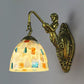 Frendorf | Shell Mosaïek Wandlamp Tiffany 1 Kop Beige/Paarse-Geel/Blauw-Geel Wandlicht met Zeemeermin Achterplaat