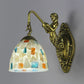 Frendorf | Shell Mosaïek Wandlamp Tiffany 1 Kop Beige/Paarse-Geel/Blauw-Geel Wandlicht met Zeemeermin Achterplaat