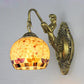 Frendorf | Shell Mosaïek Wandlamp Tiffany 1 Kop Beige/Paarse-Geel/Blauw-Geel Wandlicht met Zeemeermin Achterplaat