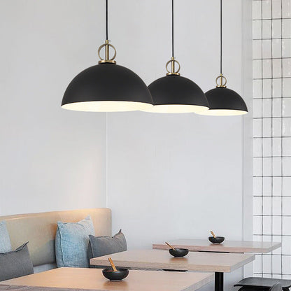 Macaron Dome Hängende Pendelleuchte Metall 1-Glühbirne Restaurant Pendelleuchte mit Messingring Dekoration