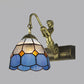 Frendorf | Dome Wandlamp Fixture 1 Hoofd Blauw/Helder Glas Barok Scone Verlichting met Zeemeermin Achterplaat