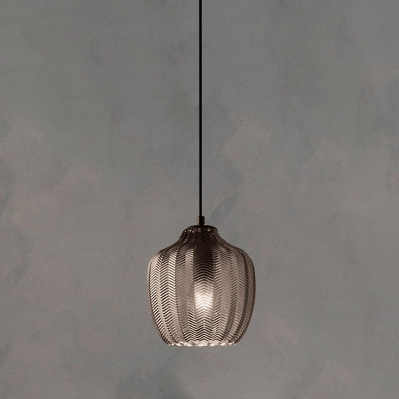 Wavy Glass Shaded Hanging Lamp Nordic Style Single Pendant Ceiling Light for Dining Room