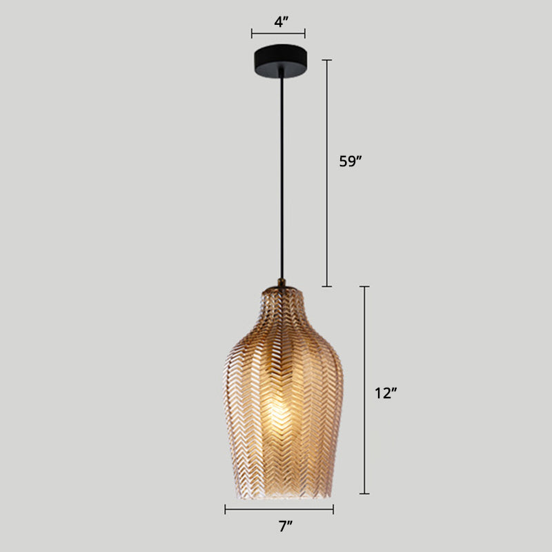 Wavy Glass Shaded Hanging Lamp Nordic Style Single Pendant Ceiling Light for Dining Room