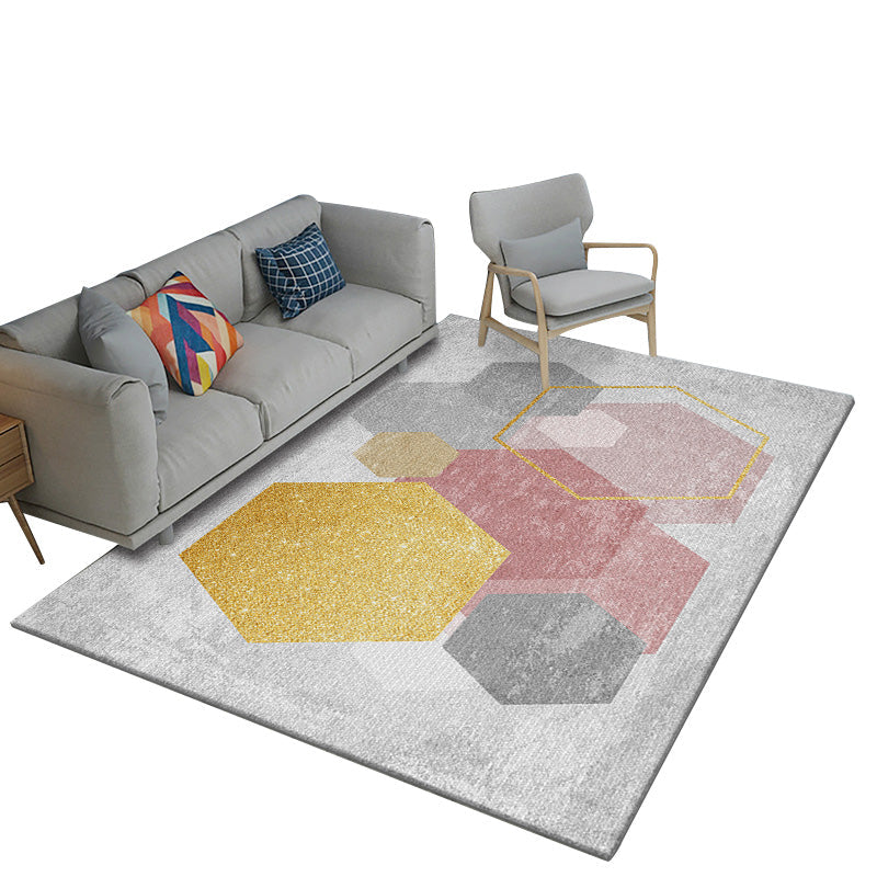 Frendorf | Multicolor Moderner Teppich Polyester Geo Gedruckter Bereichsteppich Rutschfeste Rückseite Waschbar Pflegeleicht Innen Teppich für Salon