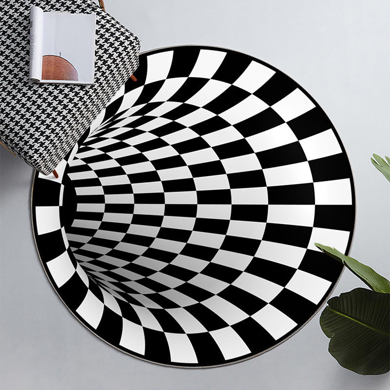 Frendorf | Einfach 3D Geo Druck Teppich Mehrfarbig Polyester Bereichsteppich rutschfeste Unterseite maschinenwaschbar Innen Teppich für Raum