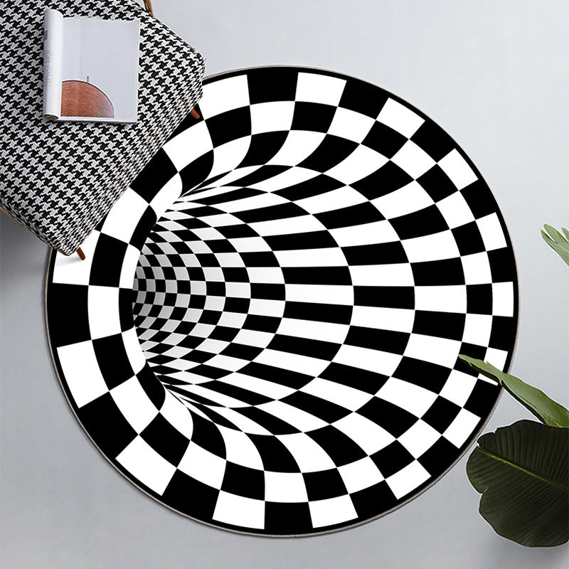 Frendorf | Einfach 3D Geo Druck Teppich Mehrfarbig Polyester Bereichsteppich rutschfeste Unterseite maschinenwaschbar Innen Teppich für Raum