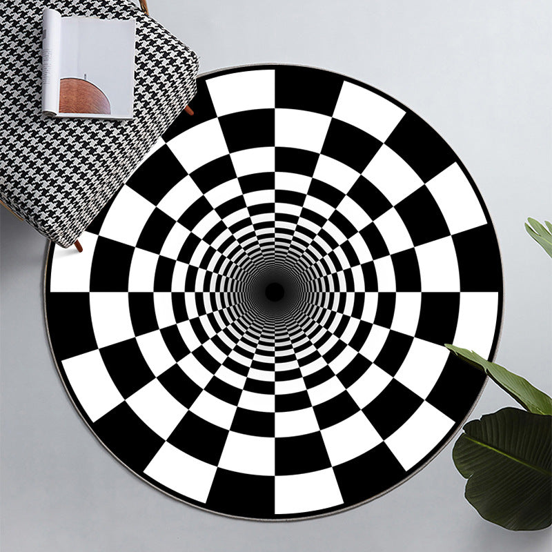 Frendorf | Einfach 3D Geo Druck Teppich Mehrfarbig Polyester Bereichsteppich rutschfeste Unterseite maschinenwaschbar Innen Teppich für Raum