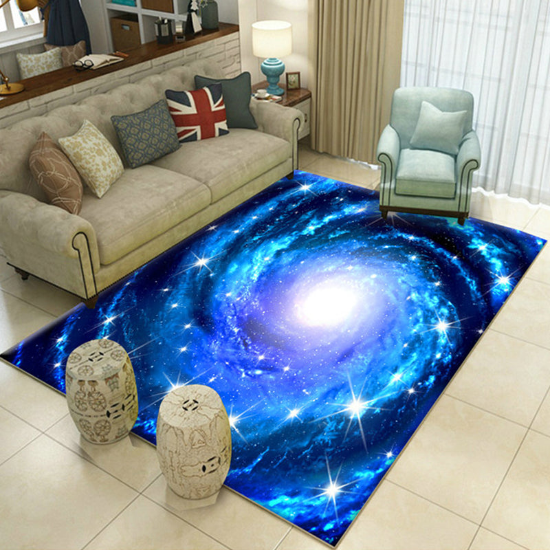 Frendorf | Multicolor novelty carpet polypropylene spaceship print area rug non-slip stain-resistant indoor carpet for living room