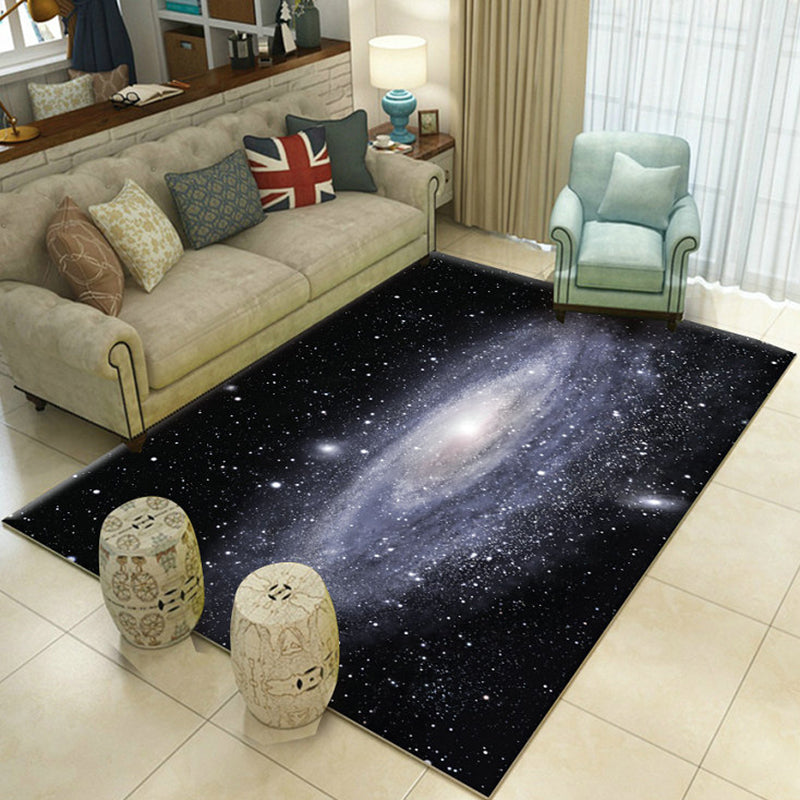 Frendorf | Multicolor novelty carpet polypropylene spaceship print area rug non-slip stain-resistant indoor carpet for living room