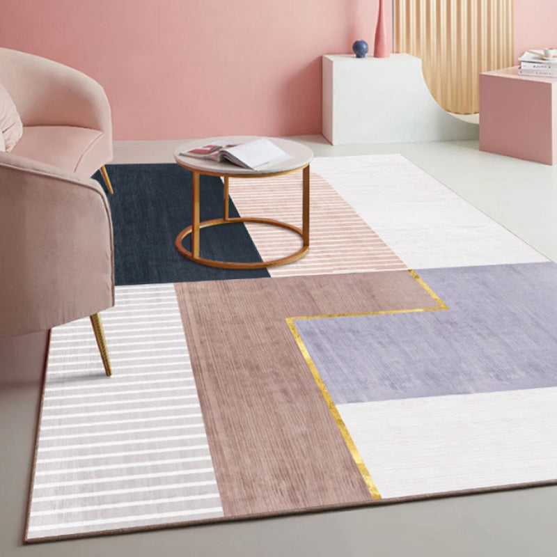 Frendorf | Multi Color Simple Rug Polypropylen Kleurblok Gebiedtapijt Antislip Ondergrond Vlekbestendige Binnenmat voor Kamer