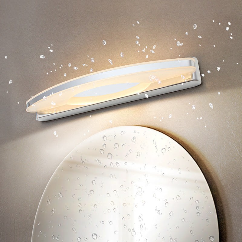 Frendorf | Gebogen LED Vanity Spiegel Licht Simpliciteit RVS Chroom Wandlamp voor Badkamer