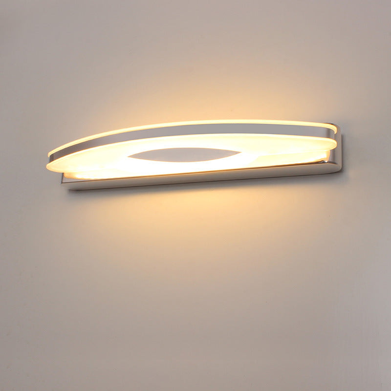 Frendorf | Gebogen LED Vanity Spiegel Licht Simpliciteit RVS Chroom Wandlamp voor Badkamer