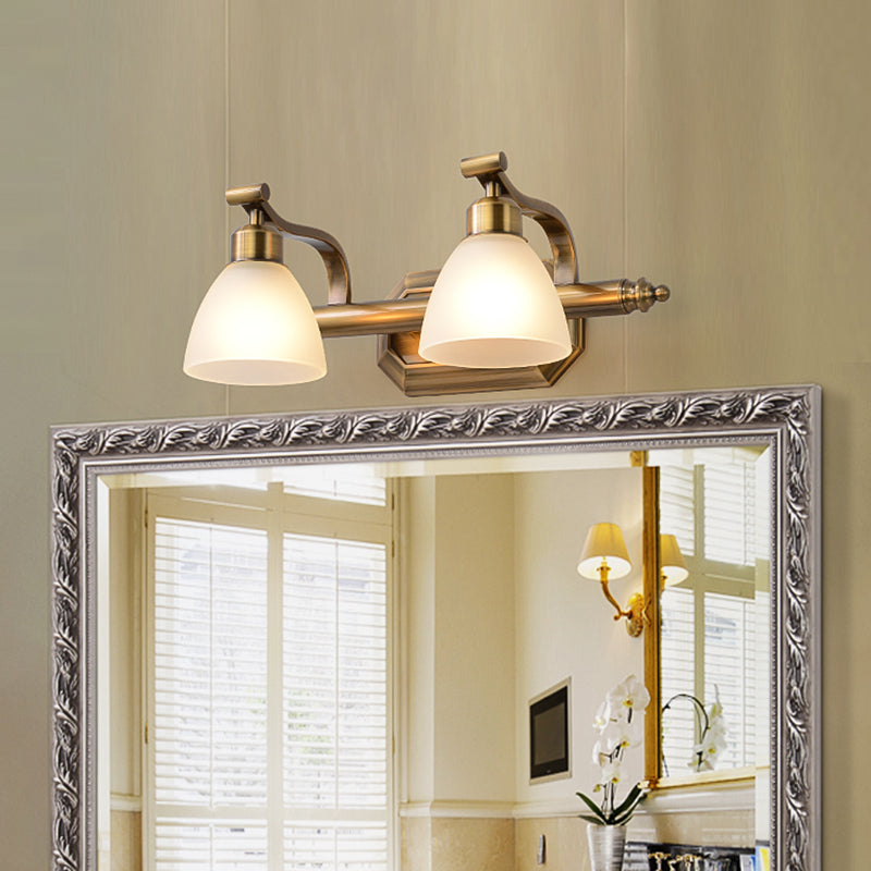 Frendorf | Frosted Glass Messing Wandlamp Bell Shaped Country Style Vanity Sconce Light voor Badkamer