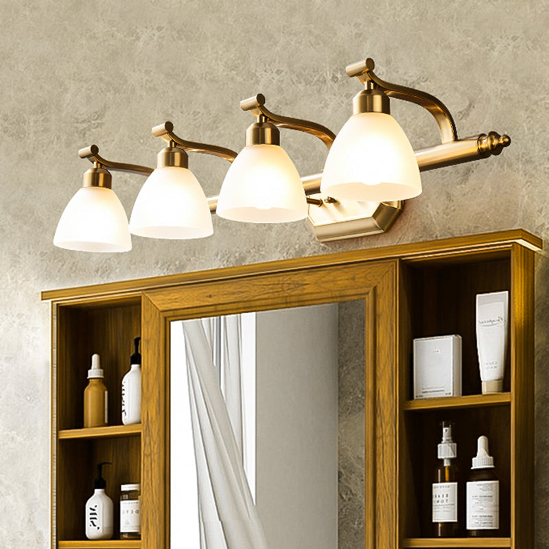 Frendorf | Frosted Glass Messing Wandlamp Bell Shaped Country Style Vanity Sconce Light voor Badkamer
