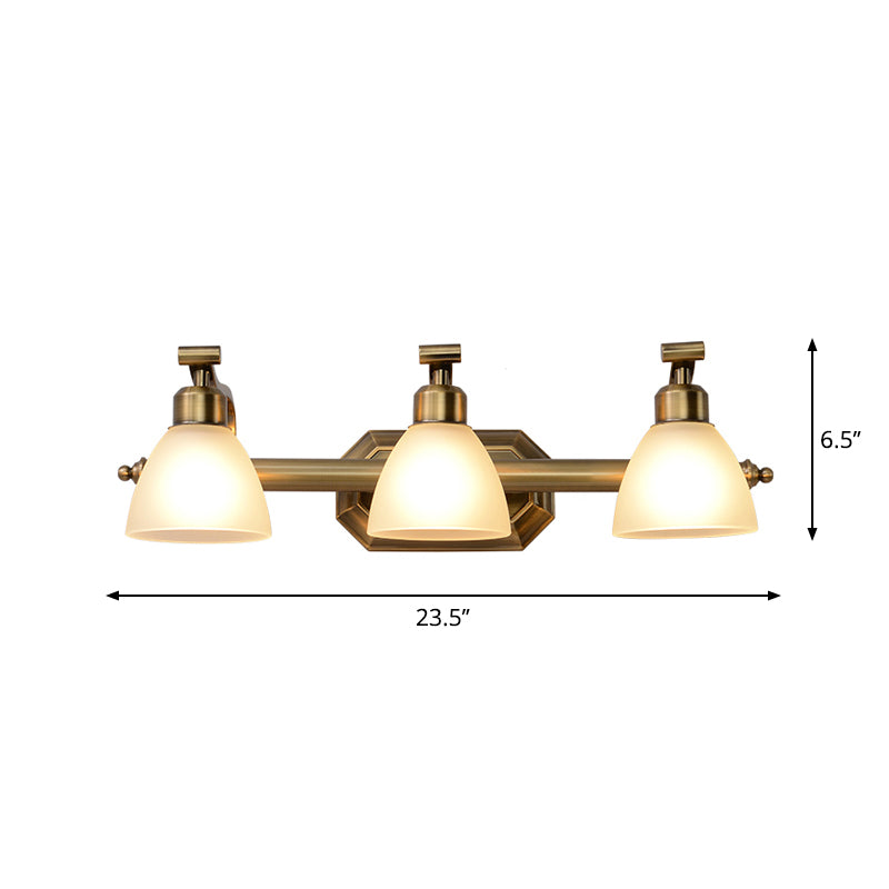 Frendorf | Frosted Glass Messing Wandlamp Bell Shaped Country Style Vanity Sconce Light voor Badkamer