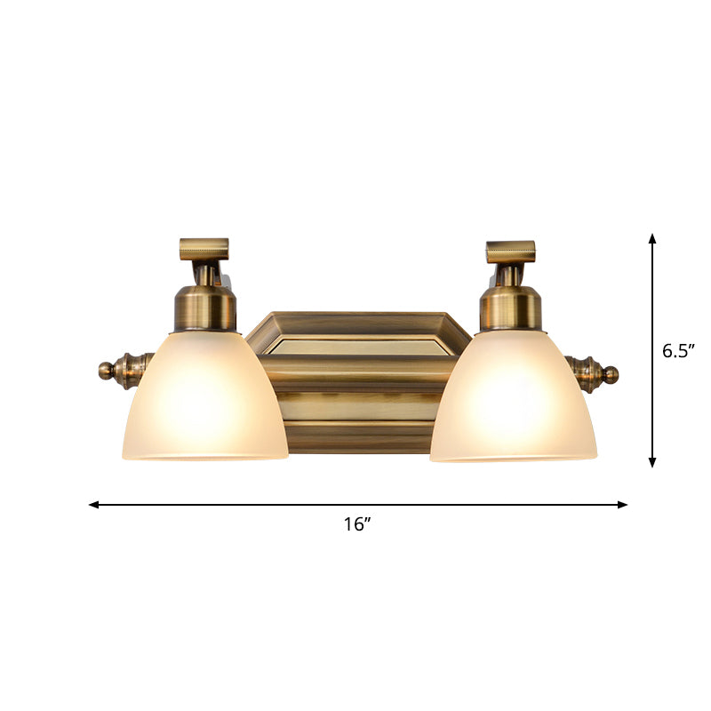 Frendorf | Frosted Glass Messing Wandlamp Bell Shaped Country Style Vanity Sconce Light voor Badkamer