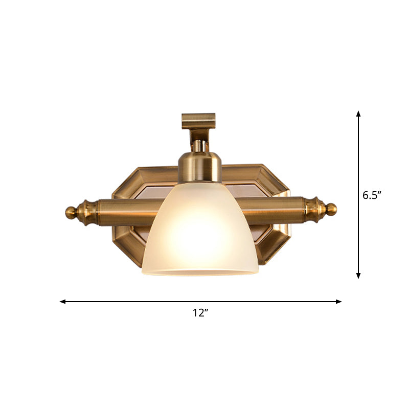 Frendorf | Frosted Glass Messing Wandlamp Bell Shaped Country Style Vanity Sconce Light voor Badkamer