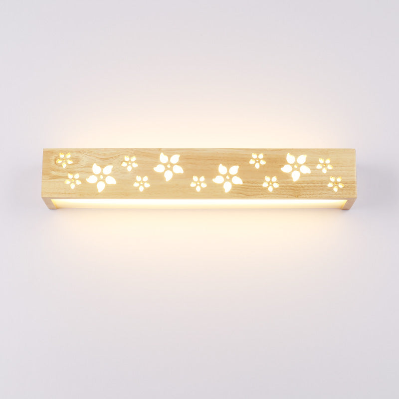 Frendorf | Holz-Ausschnitte Blumen Wandlampe Japanischer Stil Beige LED Wandleuchte mit Regal-Funktion