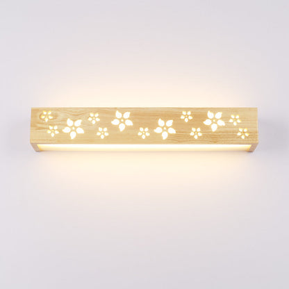 Frendorf | Holz-Ausschnitte Blumen Wandlampe Japanischer Stil Beige LED Wandleuchte mit Regal-Funktion