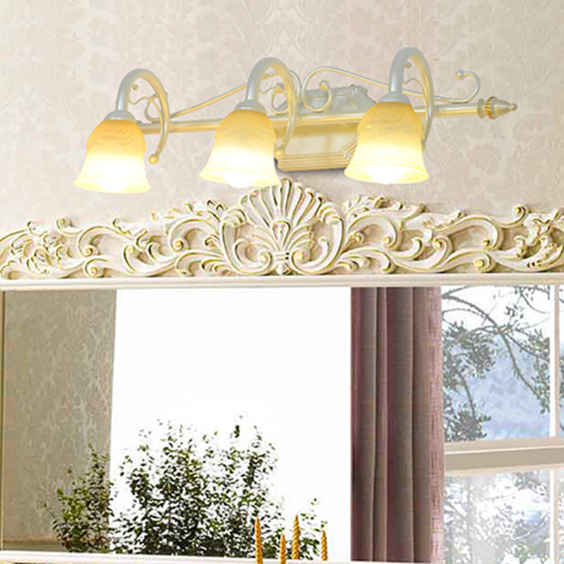 Frendorf | Beige Glas Vanity Spiegel Licht Rustiek Carillon Vormige Badkamer Muur Gemonteerde Lichtarmatuur