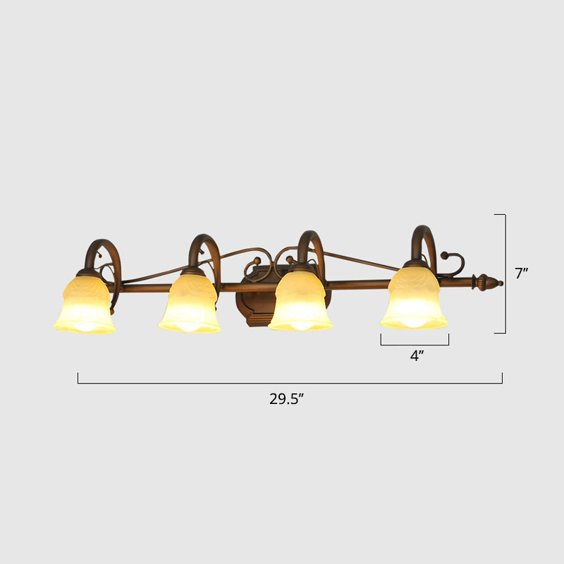 Frendorf | Beige Glas Vanity Spiegel Licht Rustiek Carillon Vormige Badkamer Muur Gemonteerde Lichtarmatuur