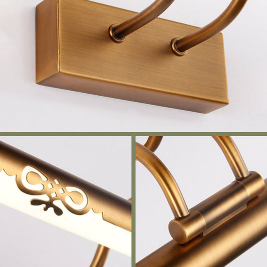 Frendorf | Bronze Durchbrochene Röhren Wandlampe Traditionelle Metall Badezimmer Rotierbare LED Spiegelbeuchtung