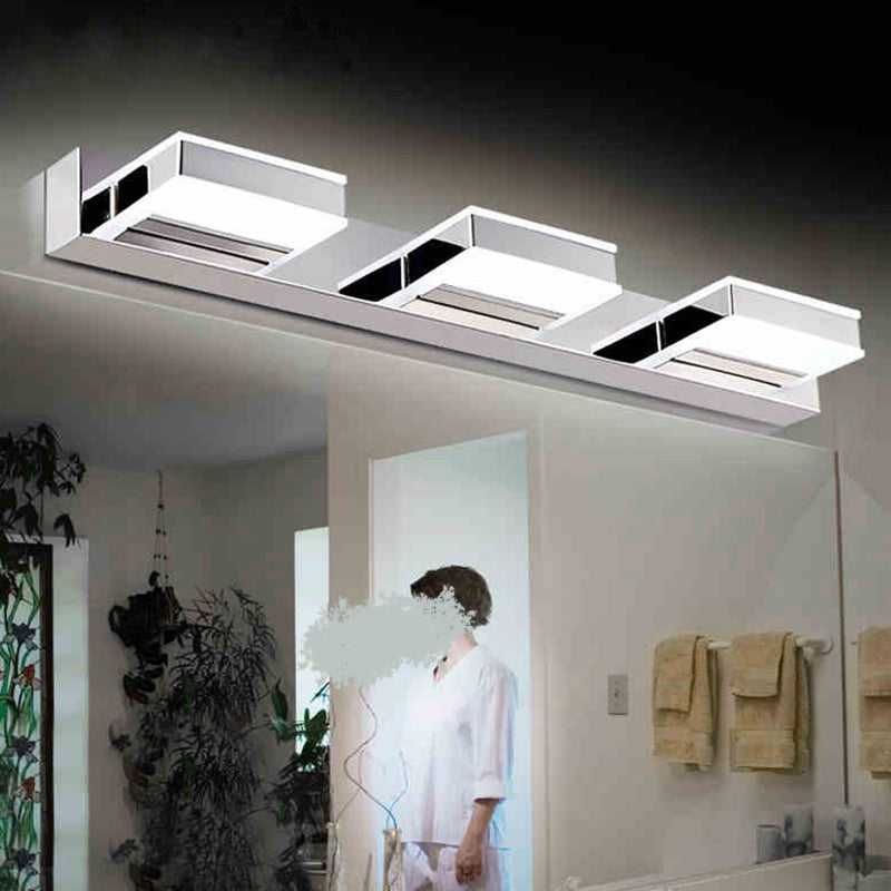 Frendorf | Edelstahl Quadrat Vanity Lampe Modern Weiß und Chrom LED Wandleuchte für Bad