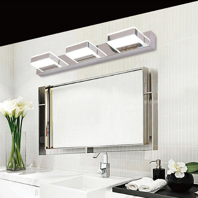 Frendorf | Edelstahl Quadrat Vanity Lampe Modern Weiß und Chrom LED Wandleuchte für Bad