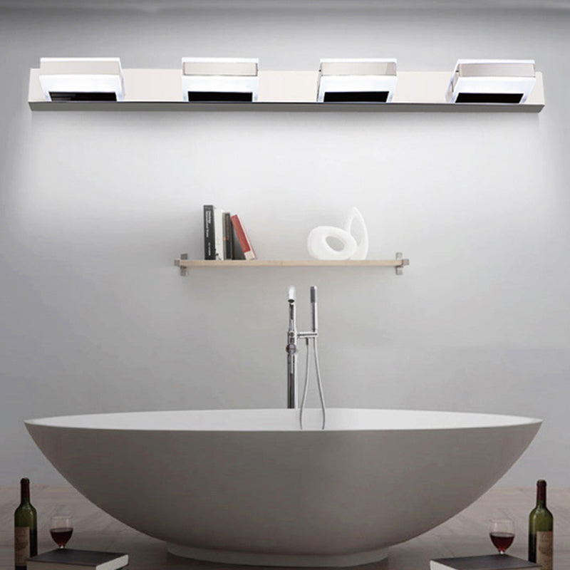 Frendorf | Edelstahl Quadrat Vanity Lampe Modern Weiß und Chrom LED Wandleuchte für Bad