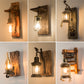 Holzbraune Wandleuchte Geometrisch geformte Landhausstil-Wandlampe für Flur