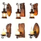 Holzbraune Wandleuchte Geometrisch geformte Landhausstil-Wandlampe für Flur
