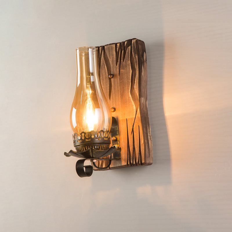 Holzbraune Wandleuchte Geometrisch geformte Landhausstil-Wandlampe für Flur