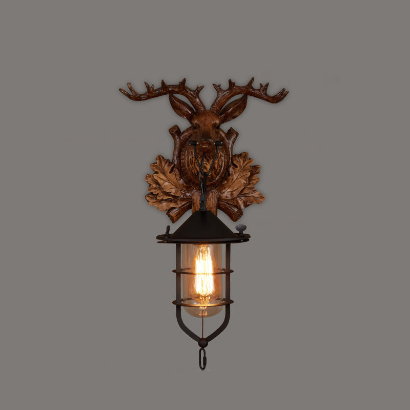 Frendorf | Houten Bruine Wandlamp Geometrisch Vormgegeven Landstijl Wandkandelaar voor Gang