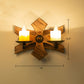 Holzbraune Wandleuchte Geometrisch geformte Landhausstil-Wandlampe für Flur
