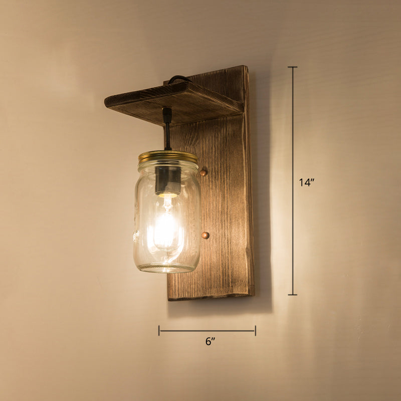 Holzbraune Wandleuchte Geometrisch geformte Landhausstil-Wandlampe für Flur