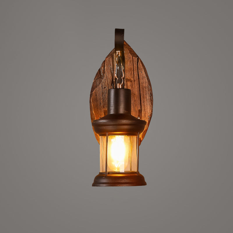 Holzbraune Wandleuchte Geometrisch geformte Landhausstil-Wandlampe für Flur