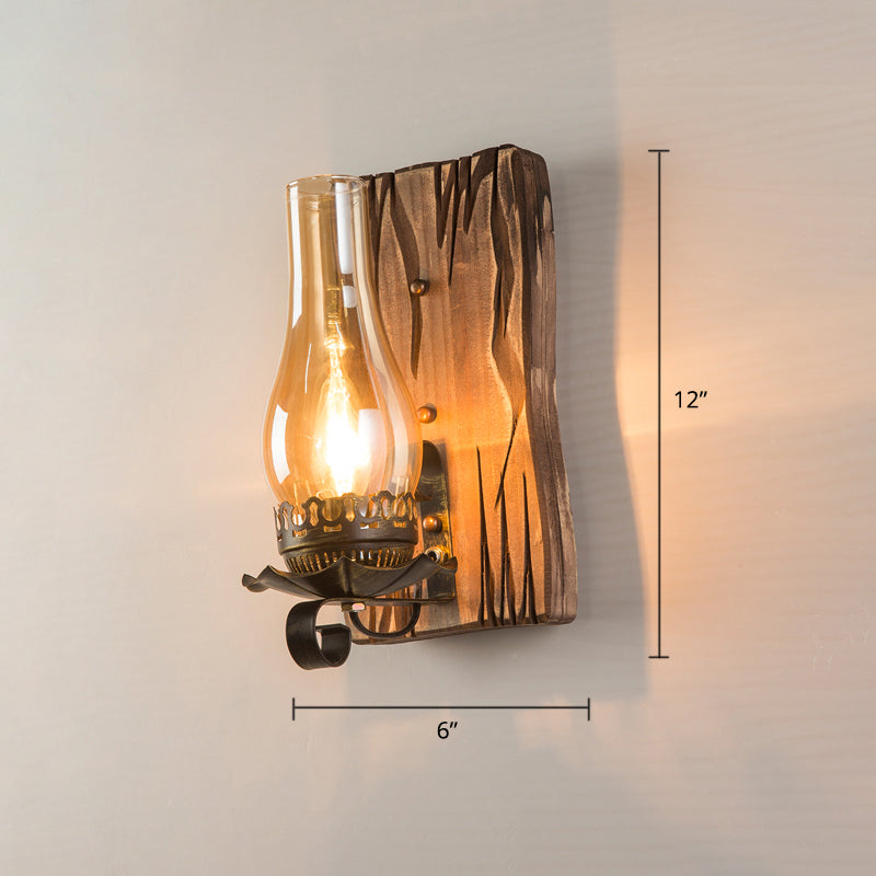 Holzbraune Wandleuchte Geometrisch geformte Landhausstil-Wandlampe für Flur