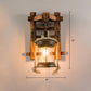 Holzbraune Wandleuchte Geometrisch geformte Landhausstil-Wandlampe für Flur