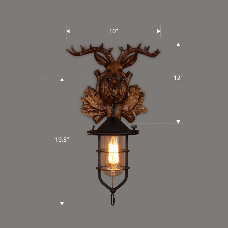 Holzbraune Wandleuchte Geometrisch geformte Landhausstil-Wandlampe für Flur