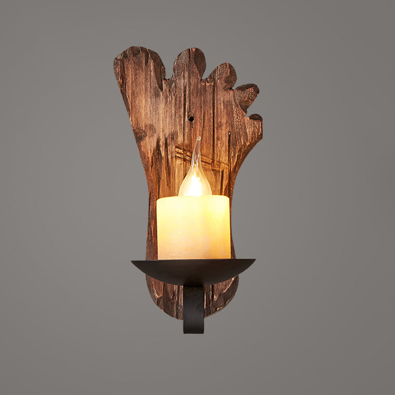 Holzbraune Wandleuchte Geometrisch geformte Landhausstil-Wandlampe für Flur