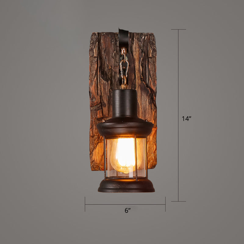 Holzbraune Wandleuchte Geometrisch geformte Landhausstil-Wandlampe für Flur