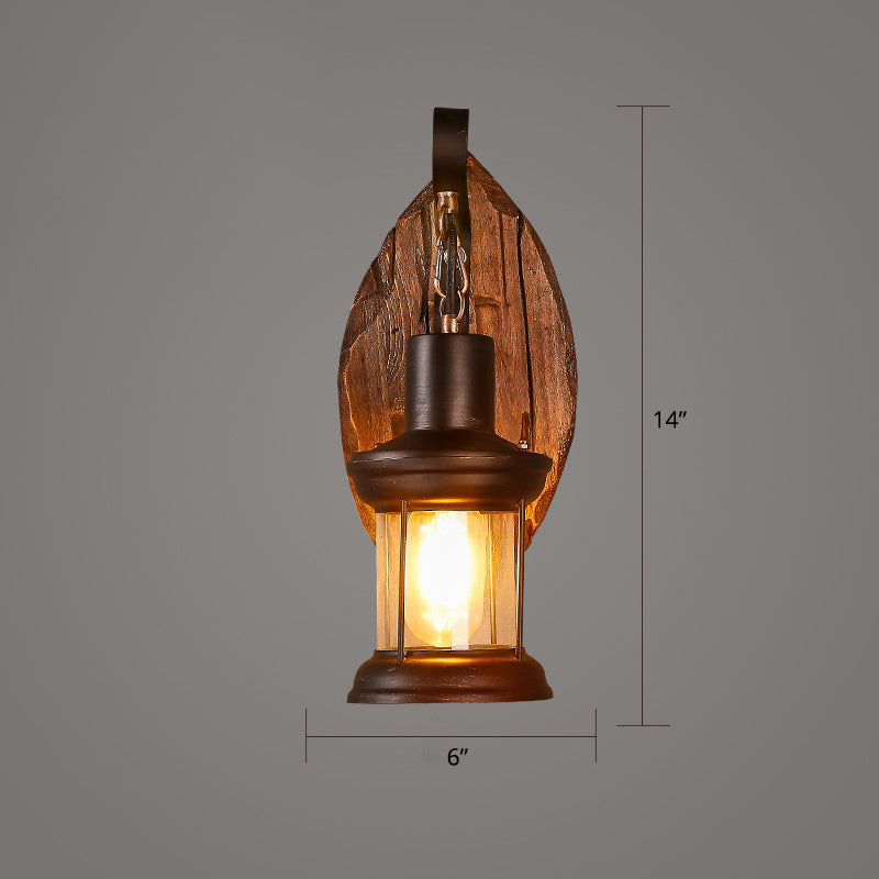 Holzbraune Wandleuchte Geometrisch geformte Landhausstil-Wandlampe für Flur