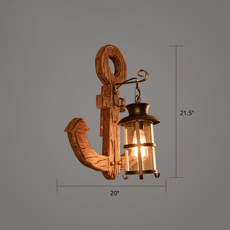 Holzbraune Wandleuchte Geometrisch geformte Landhausstil-Wandlampe für Flur
