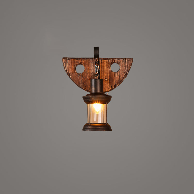 Holzbraune Wandleuchte Geometrisch geformte Landhausstil-Wandlampe für Flur