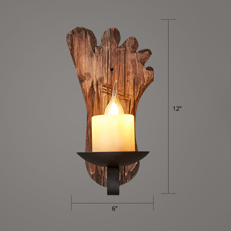 Holzbraune Wandleuchte Geometrisch geformte Landhausstil-Wandlampe für Flur