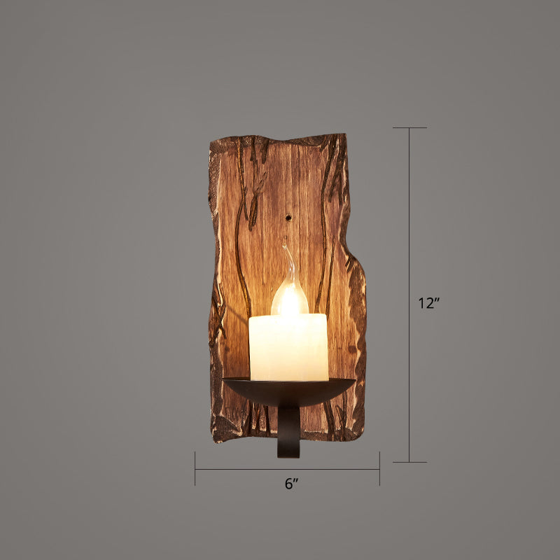 Holzbraune Wandleuchte Geometrisch geformte Landhausstil-Wandlampe für Flur