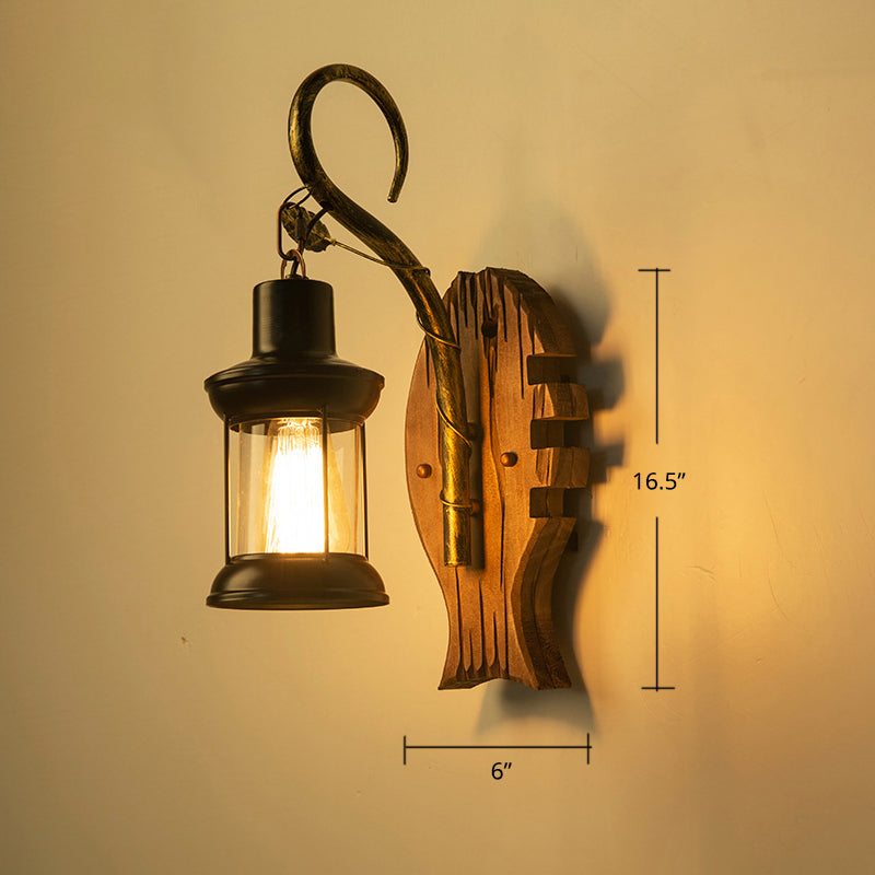 Holzbraune Wandleuchte Geometrisch geformte Landhausstil-Wandlampe für Flur