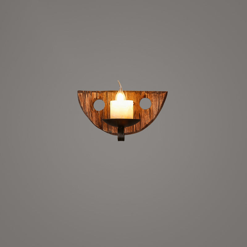 Holzbraune Wandleuchte Geometrisch geformte Landhausstil-Wandlampe für Flur
