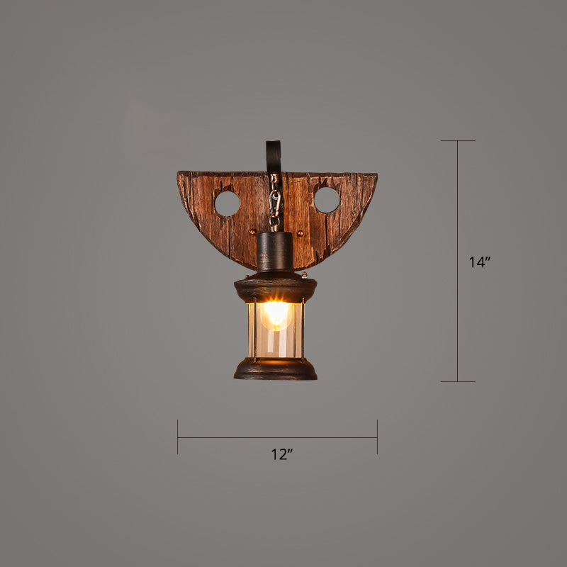 Holzbraune Wandleuchte Geometrisch geformte Landhausstil-Wandlampe für Flur