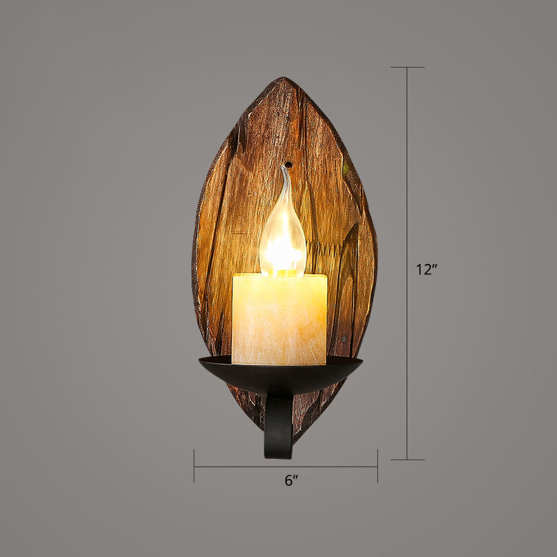 Holzbraune Wandleuchte Geometrisch geformte Landhausstil-Wandlampe für Flur